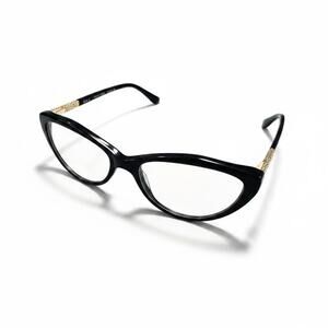 Amelia E Reading Glasses +1.50 Black Gold Cat Eye Readers